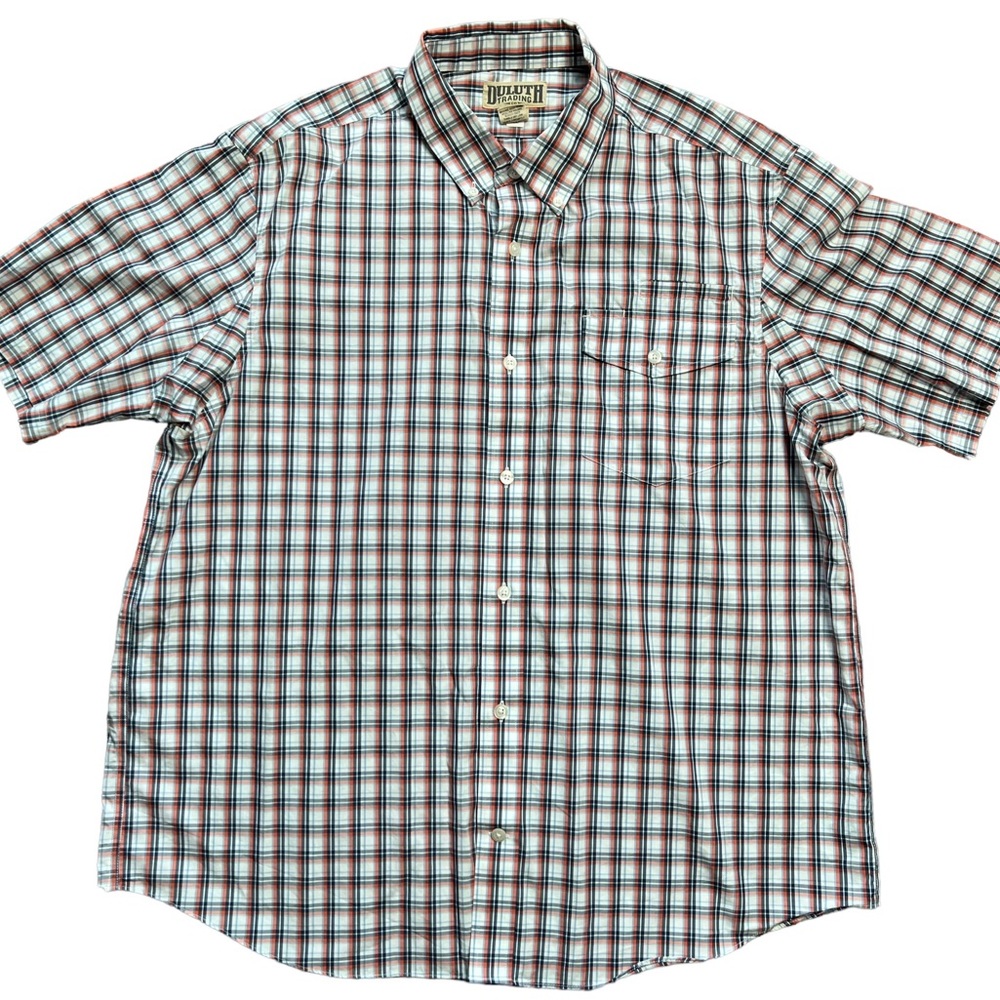 Duluth Trading Co. Relaxed Fit Button Up Shirt Men Duplin Check Multicolor XL